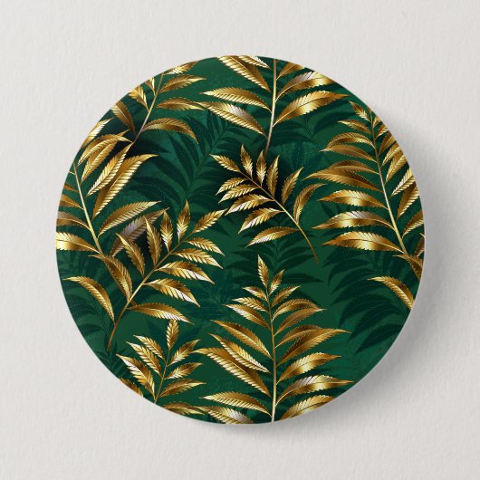Seamless pattern with golden ferns ronde button 7,6 cm (Voorkant)