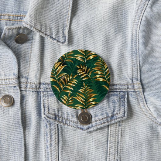 Seamless pattern with golden ferns ronde button 7,6 cm (In situ)