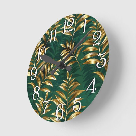 Seamless pattern with golden ferns ronde klok (Hoek)