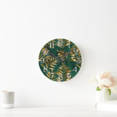 Seamless pattern with golden ferns ronde klok (Huis)