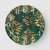 Seamless pattern with golden ferns ronde klok (Voorkant)