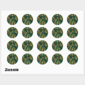 Seamless pattern with golden ferns ronde sticker (Vel)