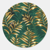 Seamless pattern with golden ferns ronde sticker (Voorkant)