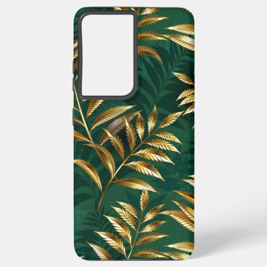 Seamless pattern with golden ferns samsung galaxy hoesje (Achterkant)