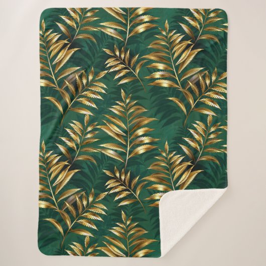 Seamless pattern with golden ferns sherpa deken (Voorkant)