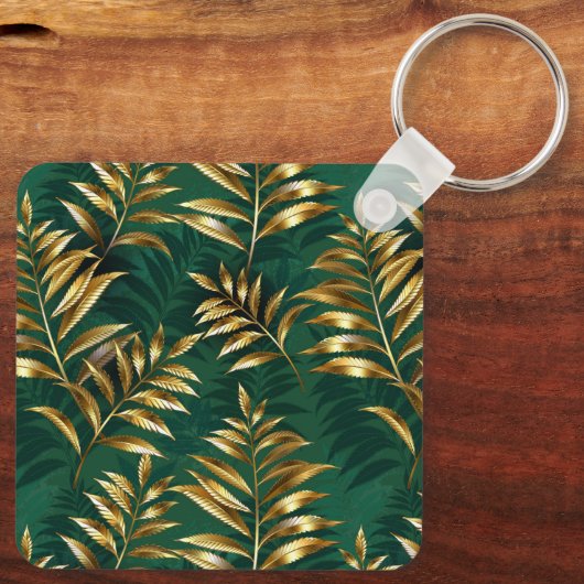 Seamless pattern with golden ferns sleutelhanger (Achterkant)