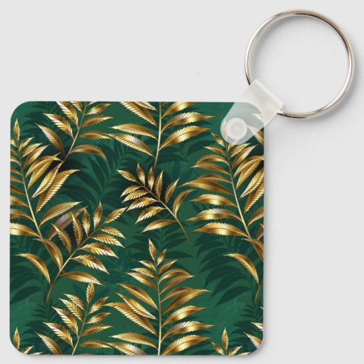 Seamless pattern with golden ferns sleutelhanger (Achterkant)