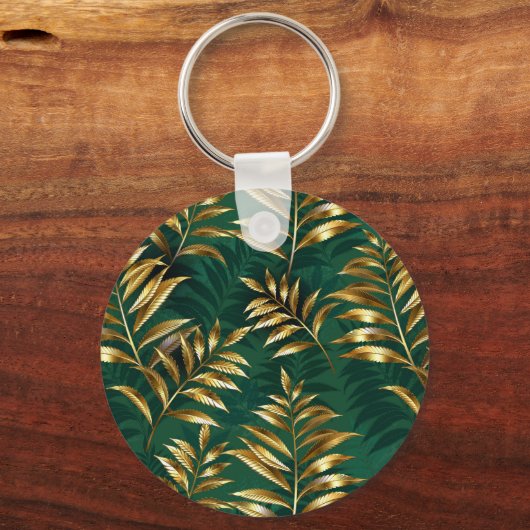 Seamless pattern with golden ferns sleutelhanger (Achterkant)