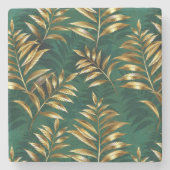 Seamless pattern with golden ferns stenen onderzetter (Voorkant)