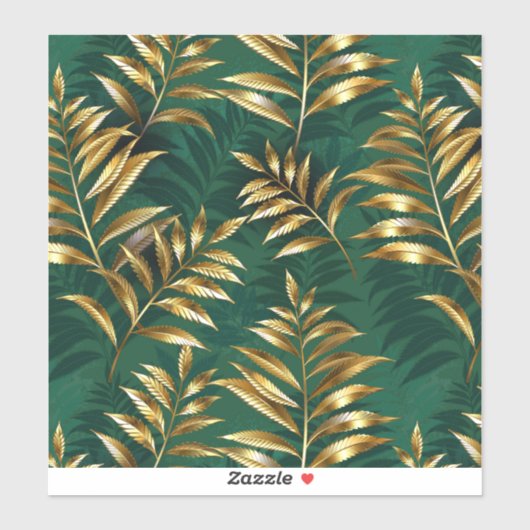 Seamless pattern with golden ferns sticker (Vel)