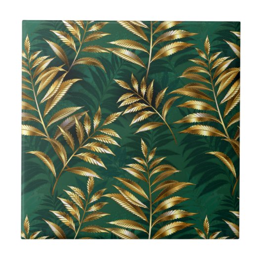Seamless pattern with golden ferns tegeltje (Voorkant)