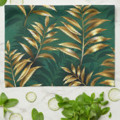 Seamless pattern with golden ferns theedoek (Gevouwen)