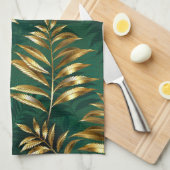 Seamless pattern with golden ferns theedoek (Quarter Fold)