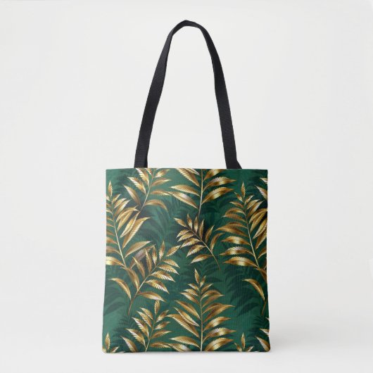 Seamless pattern with golden ferns tote bag (Voorkant)