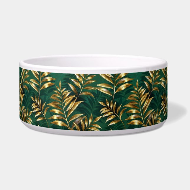 Seamless pattern with golden ferns voerbakje (Voorkant)