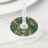 Seamless pattern with golden ferns wijnglaslabel (Dichtbij)