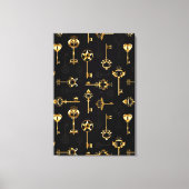 Seamless Pattern with Golden Keys Canvas Afdruk (Voorkant)