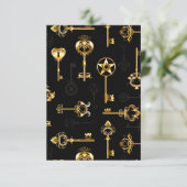 Seamless Pattern with Golden Keys Kaart (Staand voorkant)