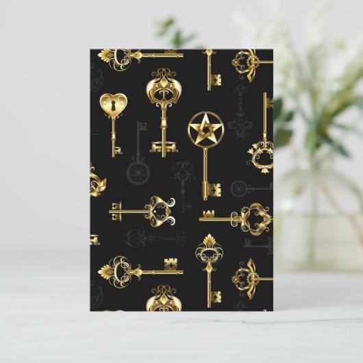 Seamless Pattern with Golden Keys Kaart (Staand voorkant)