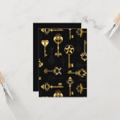 Seamless Pattern with Golden Keys Kaart (Voorkant / Achterkant in situ)