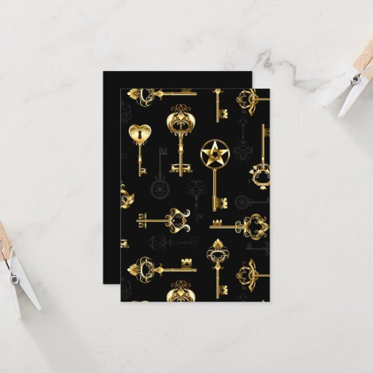 Seamless Pattern with Golden Keys Kaart (Voorkant / Achterkant in situ)