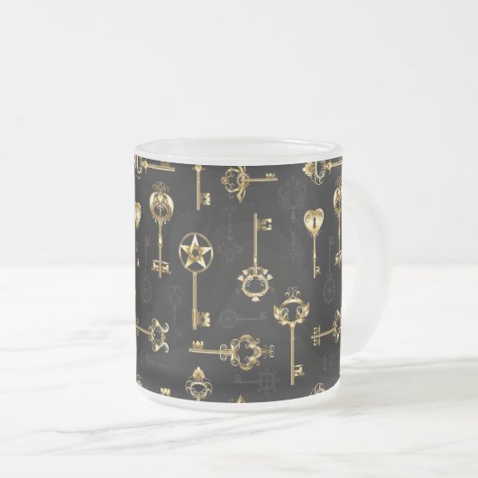 Seamless Pattern with Golden Keys Matglas Koffiemok (Voorkant rechts)
