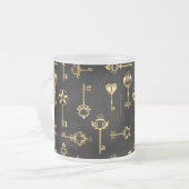 Seamless Pattern with Golden Keys Matglas Koffiemok (Voorkant links)