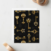 Seamless Pattern with Golden Keys Notitiekaartje (Voorkant / Achterkant in situ)