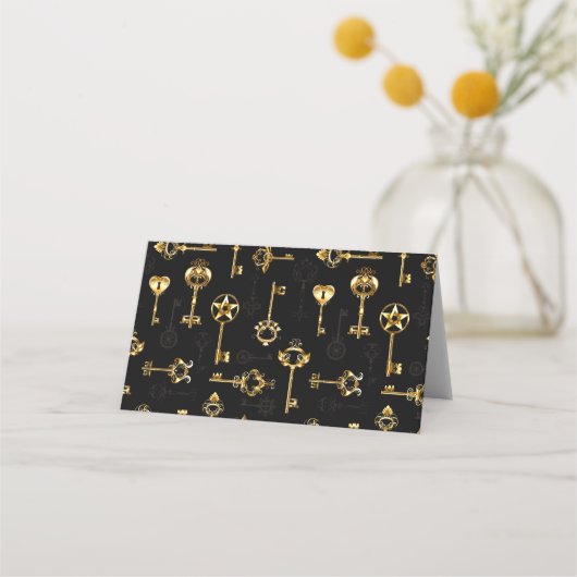 Seamless Pattern with Golden Keys Plaatskaartje (Voorkant)