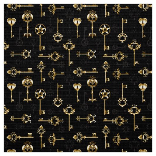 Seamless Pattern with Golden Keys Stof (Swatch)