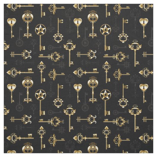 Seamless Pattern with Golden Keys Stof (Swatch)