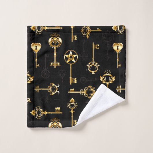 Seamless Pattern with Golden Keys Washandje (Wasdoekje)