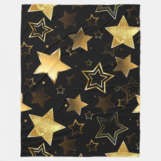 Seamless pattern with Golden Stars Fleece Deken (Voorkant)