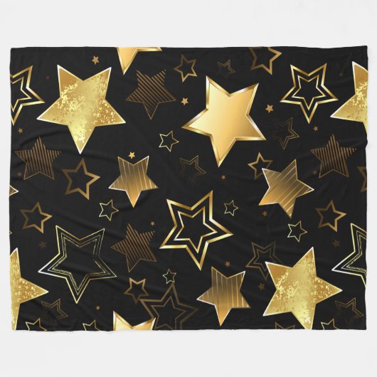 Seamless pattern with Golden Stars Fleece Deken (Voorkant (Horizontaal))