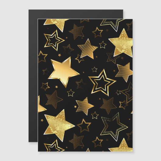 Seamless pattern with Golden Stars Magnetische Uitnodiging (Voorkant / Achterkant)