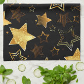 Seamless pattern with Golden Stars Theedoek (Gevouwen)