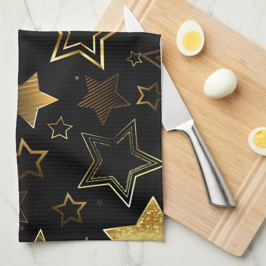 Seamless pattern with Golden Stars Theedoek (Quarter Fold)
