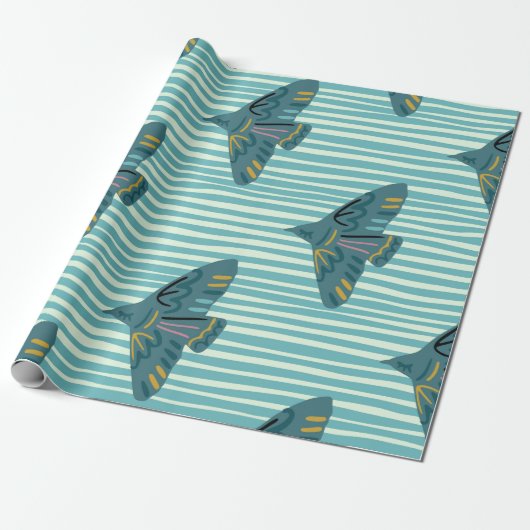 Seamless pattern with hand drawn bird buletive sil cadeaupapier (Uitgerold)