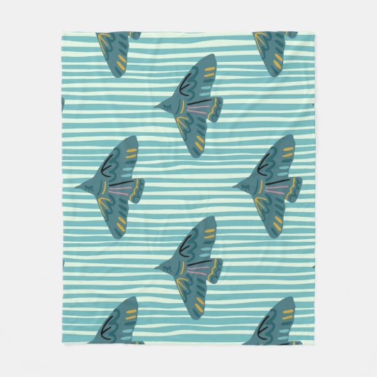 Seamless pattern with hand drawn bird buletive sil fleece deken (Voorkant)