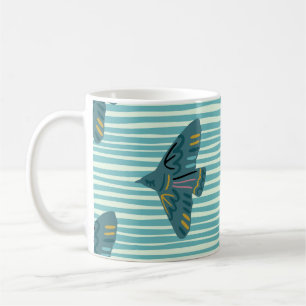 Seamless pattern with hand drawn bird buletive sil koffiemok