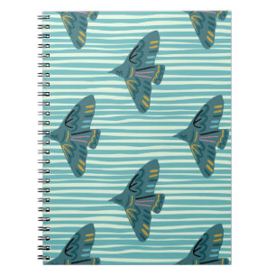Seamless pattern with hand drawn bird buletive sil notitieboek