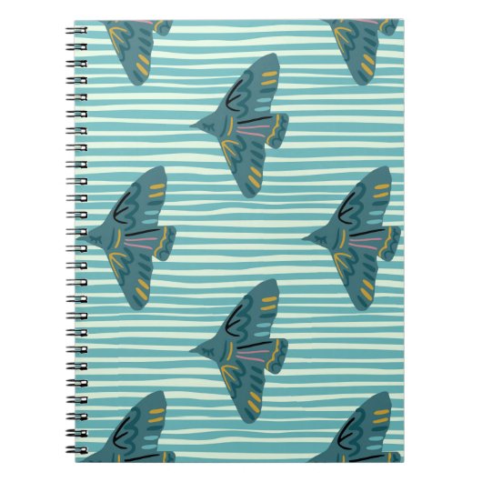 Seamless pattern with hand drawn bird buletive sil notitieboek (Voorkant)