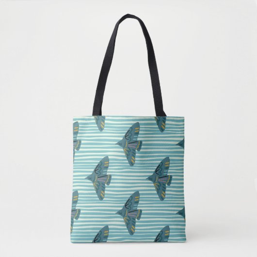 Seamless pattern with hand drawn bird buletive sil tote bag (Voorkant)