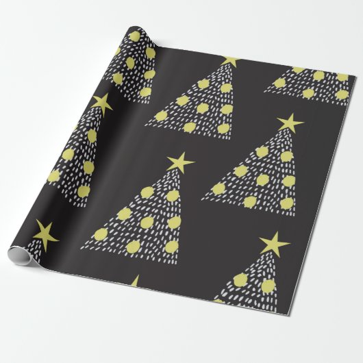Seamless pattern with hand drawn Christmas trees i Cadeaupapier (Uitgerold)