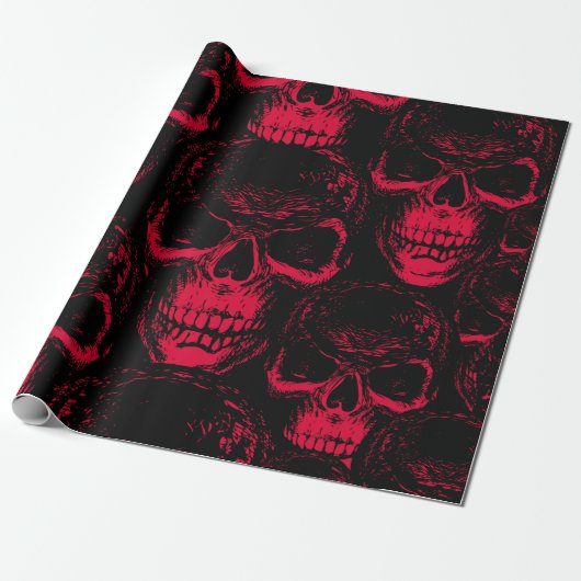 Seamless pattern with hand-drawn sinister human sk cadeaupapier (Uitgerold)