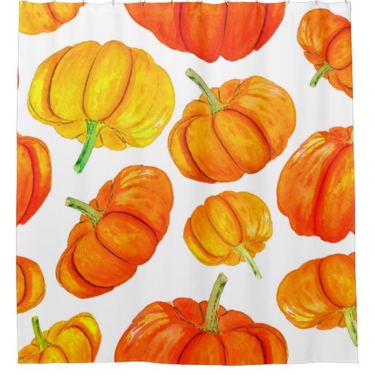 Seamless pattern with handdrawn watercolor orange douchegordijn (Voorkant)