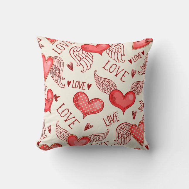 Seamless pattern with hearts. Happy Valentine's Da Kussen (Voorkant)