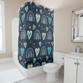 Seamless pattern with hearts, rainbows and celesti douchegordijn (In situ)