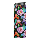 Seamless pattern with Iris and Peony flowers, Wate Thermosbeker (Gedraaid links)