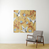Seamless pattern with Japanese white cranes and pe Wandkleed (In situ)